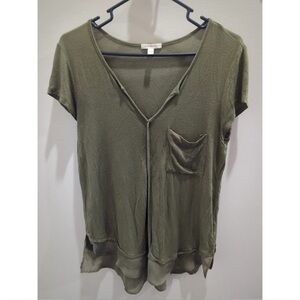 Bordeaux Olive Short Sleeve V-Neck Top